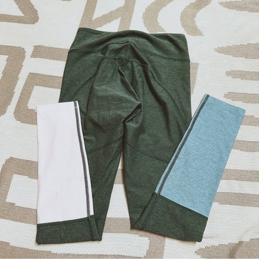 Outdoor Voices color block emerald green leggings XS